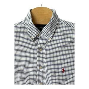 Ralph Lauren Oxford Shirt Men's Size 17 34-35 Blue Check Classic Fit Pony